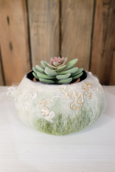 Lovely vase in pastel green, mint color. Fluffy succulent, cactus planter or jewelry box.