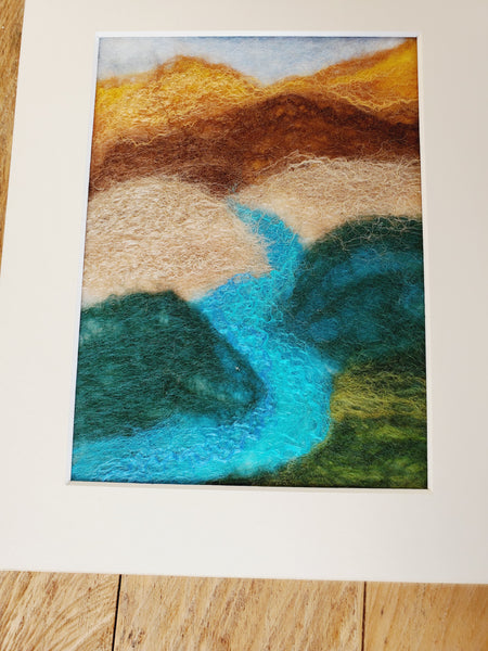 River Scenic, Landscape Collection, Wool and Silk Painting 10 x 8 inch