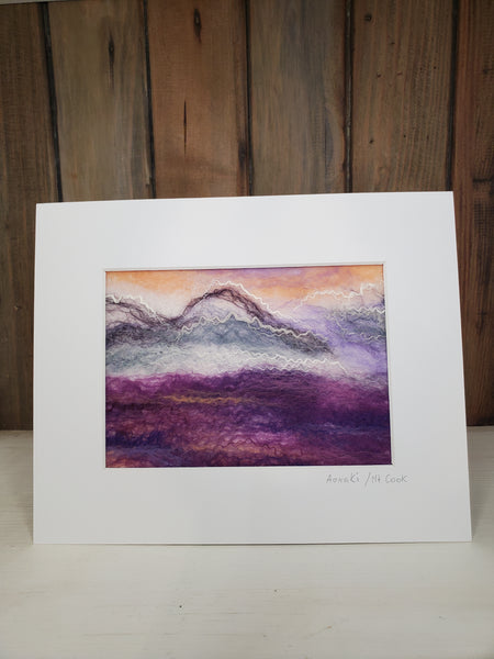 Lupin with Mt. Cook/ Aoraki, Landscape Collection, Wool Painting 10 x 8 inch