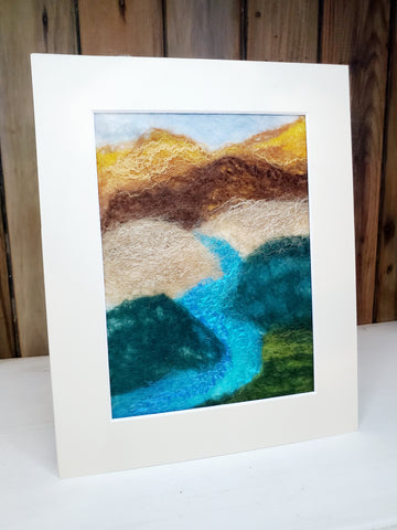 River Scenic, Landscape Collection, Wool and Silk Painting 10 x 8 inch
