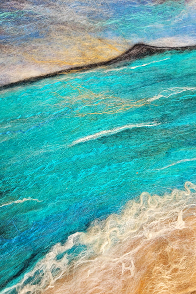 Close-up of a textured surface with blue and beige colors