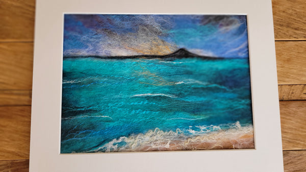 Rangitoto Silk & Merino Wool Painting – New Zealand Ocean Wall Art, Turquoise Coastal