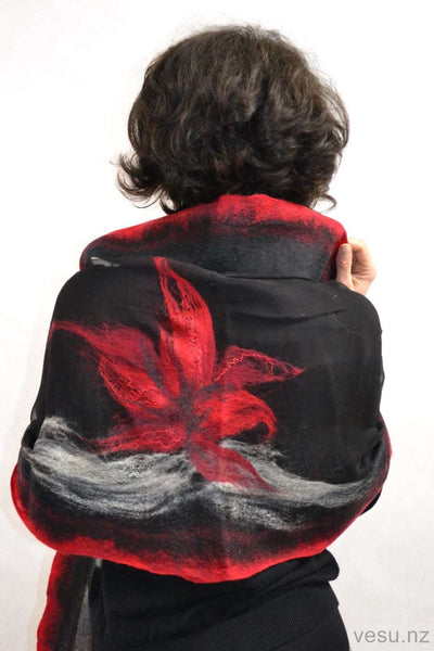 Large shawl black with red  4302