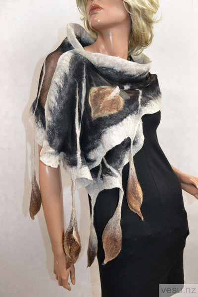 Brown callas silk scarf merino wool New Zealand