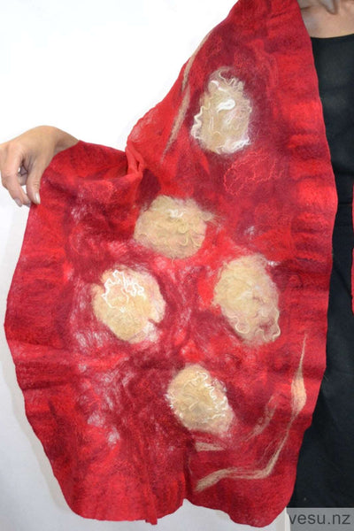 Red silk shawl. merino wool with natural silk 4347