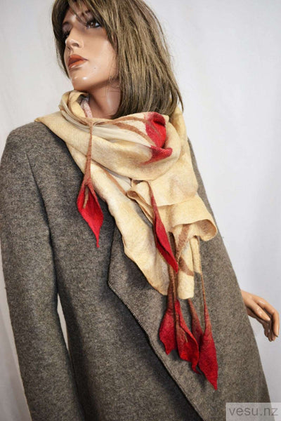 Nuno-felting silk scarf with merino wool 4381