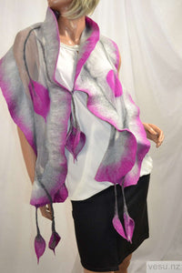 Pink scarf silk merino wool handmade