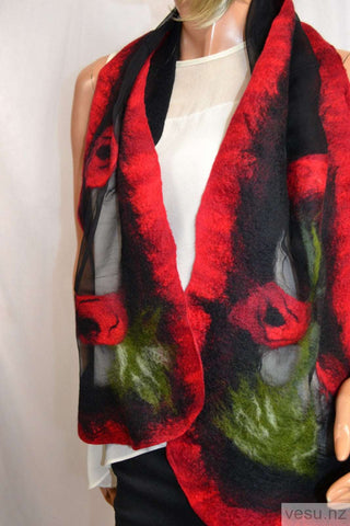 Red poppies silk scarf