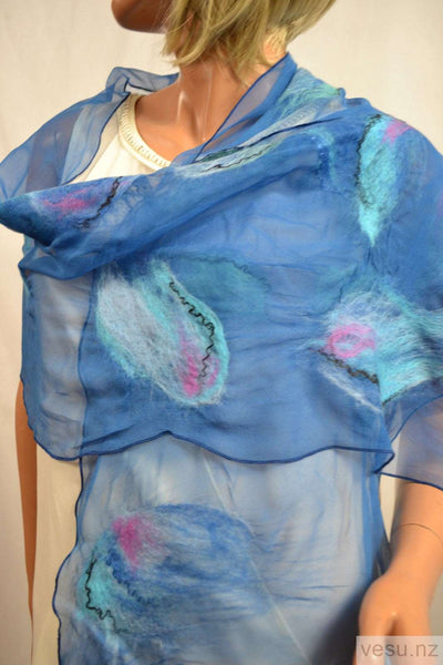 Silk scarf nuno-felted merino wool