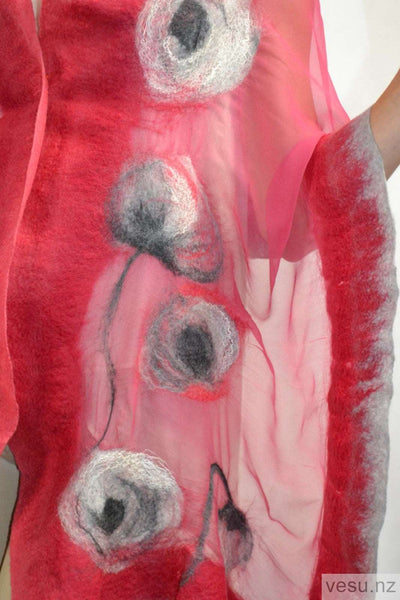 Pink silk shawl with merino wool 4486
