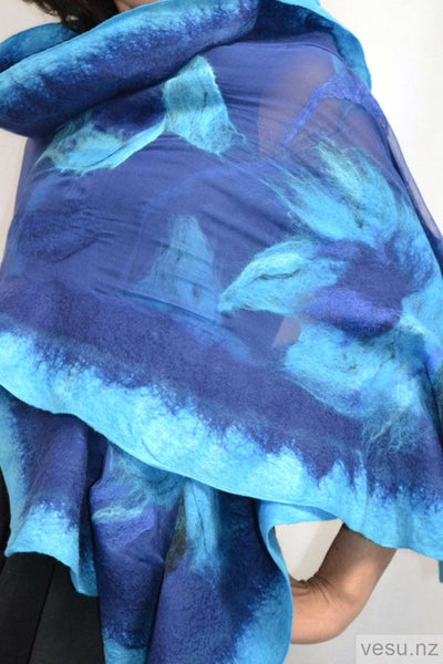 Large silk shawl with New Zealand merino wool 4488