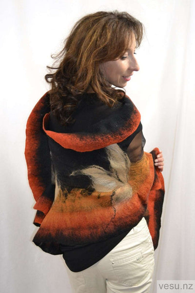Autumn colours silk shawl with merino wool 4533