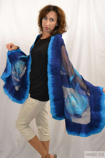Blue madness. Handmade silk shawl 4534
