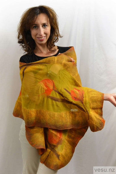 Honey silk shawl with merino wool 4535