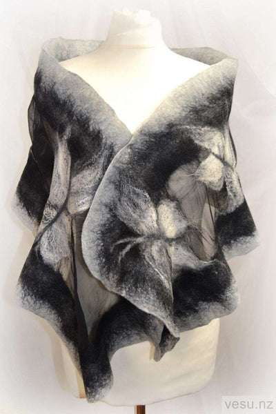 Handmade in New Zealand Silk shawl with merino wool 4544