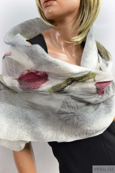 Gray handmade silk shawl with merino wool 4546