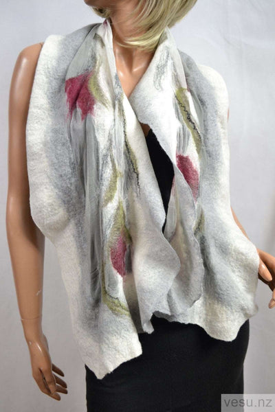 Gray handmade silk shawl with merino wool 4546