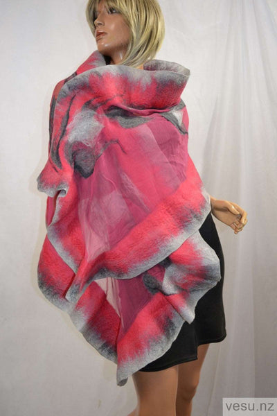 Pink silk shawl merino wool handmade