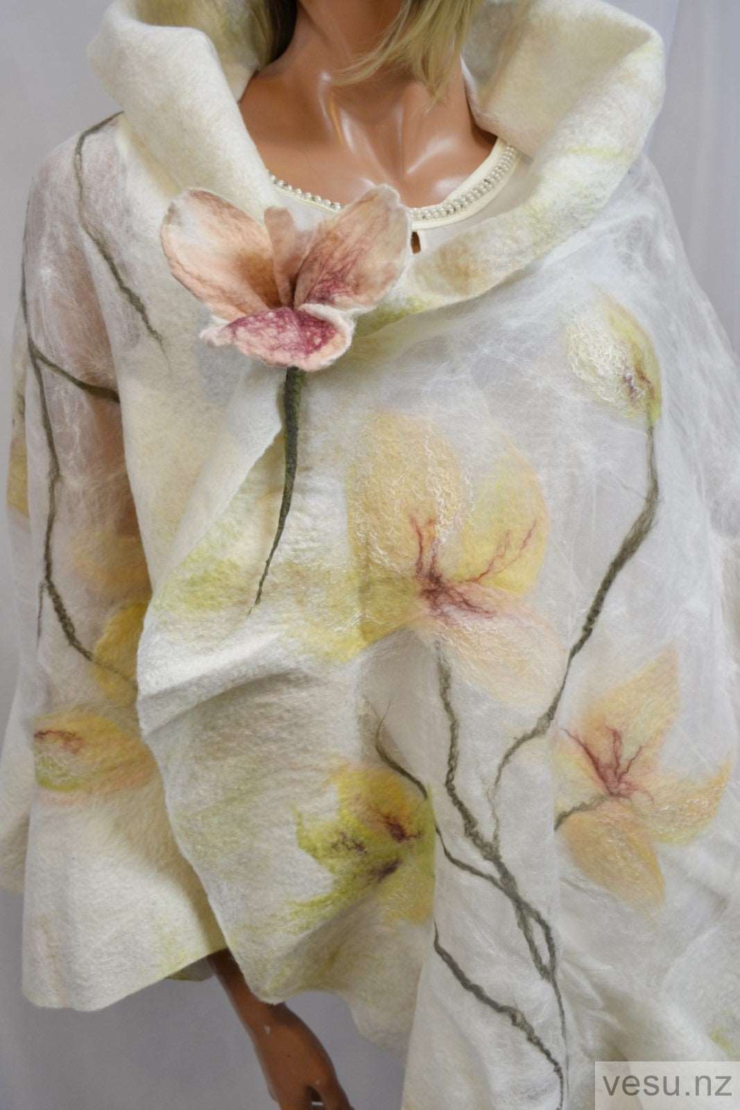 yellow orchid flower silk shawl