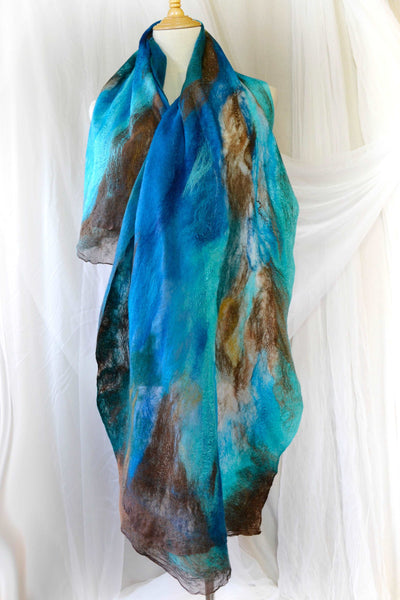 Amazing Turquoise shawl merino silk 4622