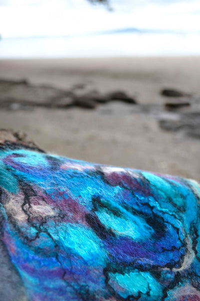 Paua shell picture from merino and silk