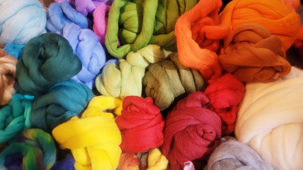 Colourful merino arranged in a circular pattern