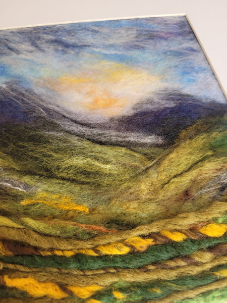 Needle Felted Landscape 3D Art | New Zealand Mountain Sunrise | Unique Merino Wool Wall Decor