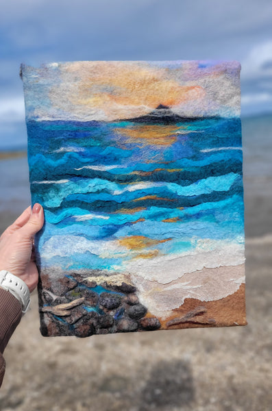 Rangitoto Tides – Original Wool & Silk Artwork