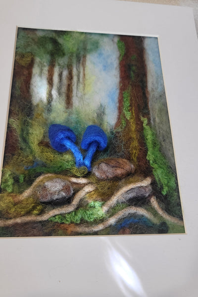 Wool Painting | Blue Fungi New Zealand Icon –  Framed 3d Handmade Wall Art Decor