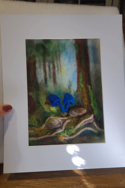 Wool Painting | Blue Fungi New Zealand Icon –  Framed 3d Handmade Wall Art Decor