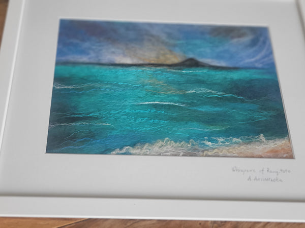 Rangitoto Silk & Merino Wool Painting – New Zealand Ocean Wall Art, Turquoise Coastal
