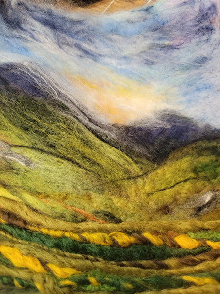 Needle Felted Landscape 3D Art | New Zealand Mountain Sunrise | Unique Merino Wool Wall Decor