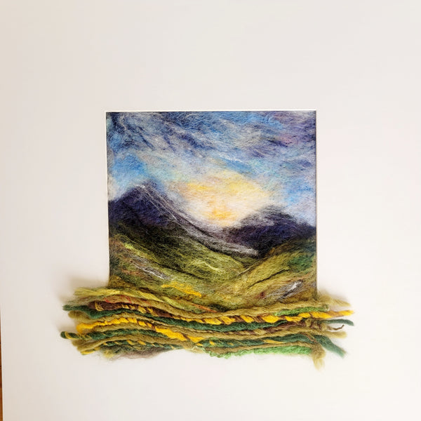 Needle Felted Landscape 3D Art | New Zealand Mountain Sunrise | Unique Merino Wool Wall Decor