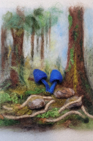 Wool Painting | Blue Fungi New Zealand Icon –  Framed 3d Handmade Wall Art Decor
