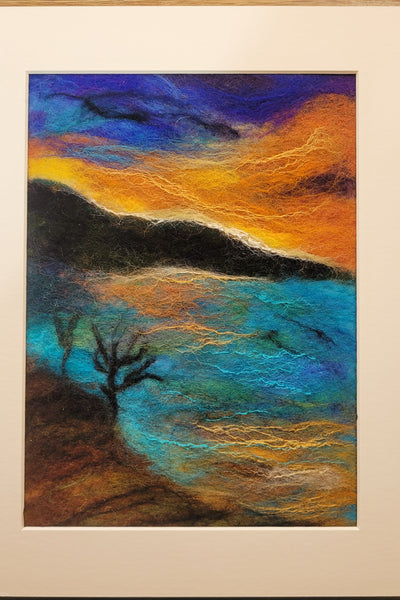Merino Wool & Silk Fibres Framed Wall Art | Pohutukawa at the Dusk