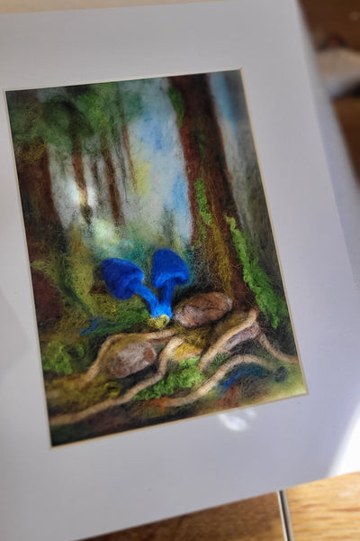 Wool Painting | Blue Fungi New Zealand Icon –  Framed 3d Handmade Wall Art Decor