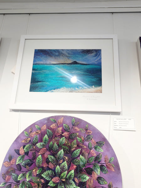 Rangitoto Silk & Merino Wool Painting – New Zealand Ocean Wall Art, Turquoise Coastal