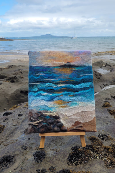 Rangitoto Tides – Original Wool & Silk Artwork