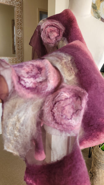 Dusty Rose Silk Scarf – Lightweight Merino Wool Wrap | Romantic Gift For Her