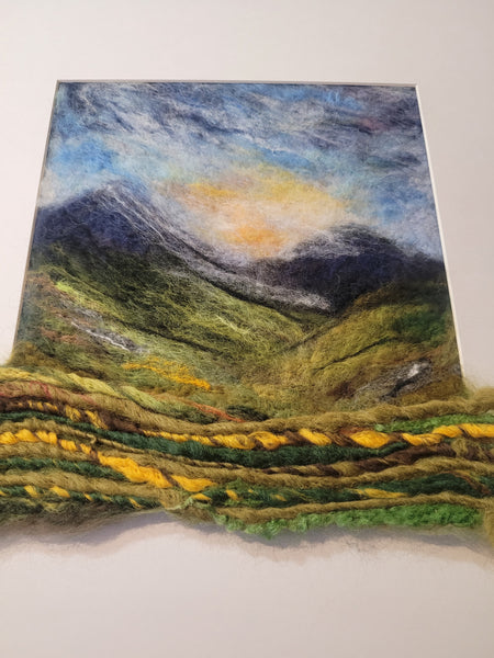 Needle Felted Landscape 3D Art | New Zealand Mountain Sunrise | Unique Merino Wool Wall Decor