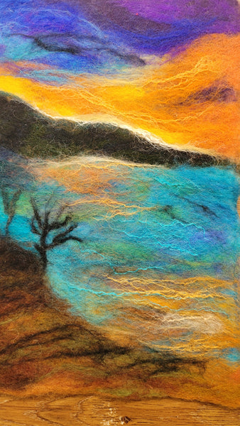 Merino Wool & Silk Fibres Framed Wall Art | Pohutukawa at the Dusk