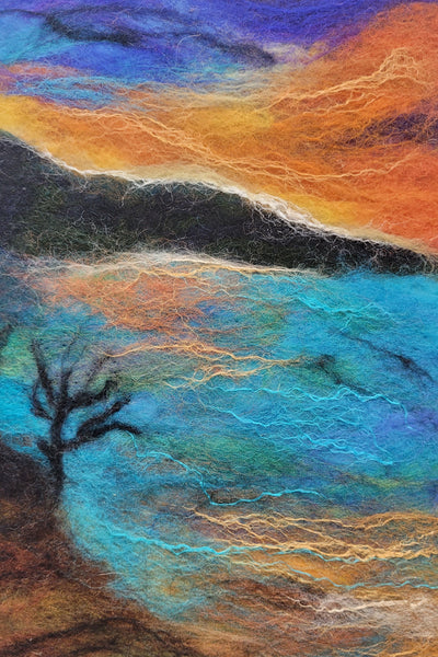 Merino Wool & Silk Fibres Framed Wall Art | Pohutukawa at the Dusk