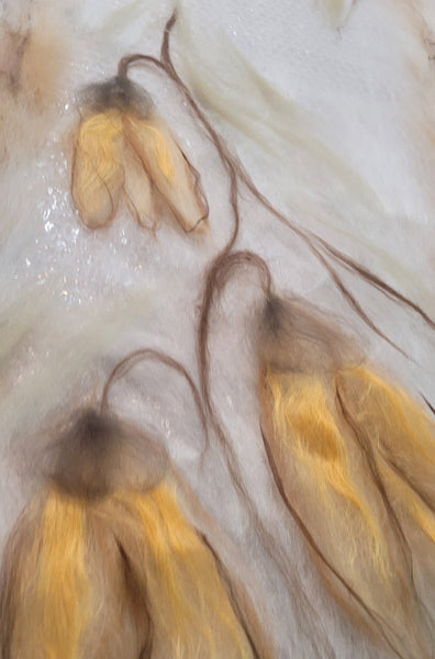 Golden Seeds – Merino Wool & Silk Scarf | Handmade Nuno Felted Wrap