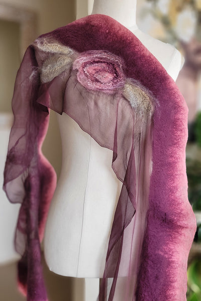 Dusty Rose Silk Scarf – Lightweight Merino Wool Wrap | Romantic Gift For Her