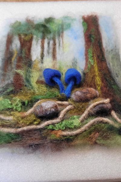 Wool Painting | Blue Fungi New Zealand Icon –  Framed 3d Handmade Wall Art Decor