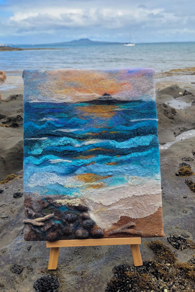 Rangitoto Tides – Original Wool & Silk Artwork