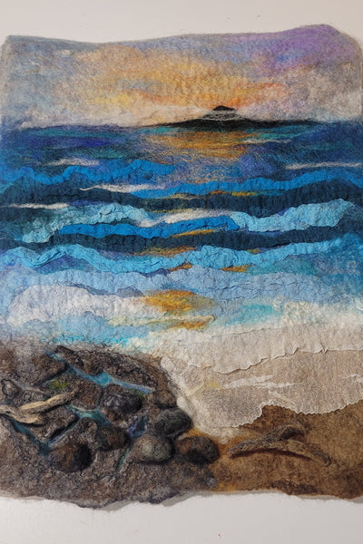 Rangitoto Tides – Original Wool & Silk Artwork