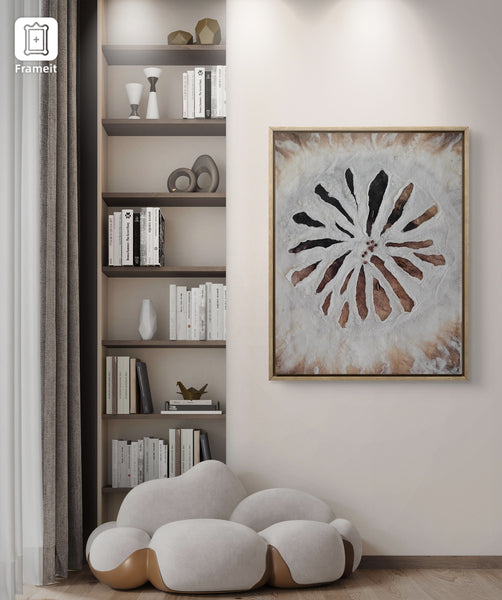 Seed of Light, wall texture art merino wool 51 x 40 cm