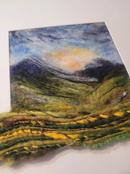 Needle Felted Landscape 3D Art | New Zealand Mountain Sunrise | Unique Merino Wool Wall Decor