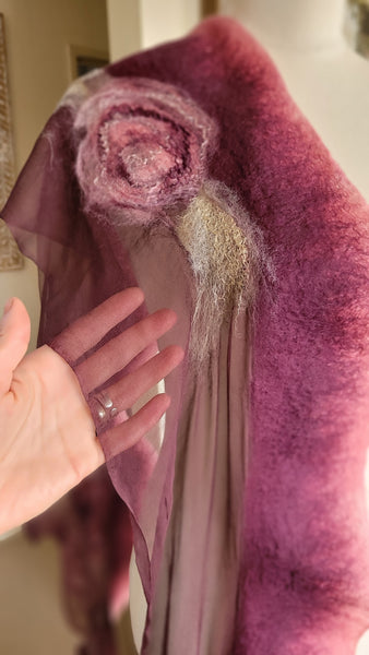 Dusty Rose Silk Scarf – Lightweight Merino Wool Wrap | Romantic Gift For Her